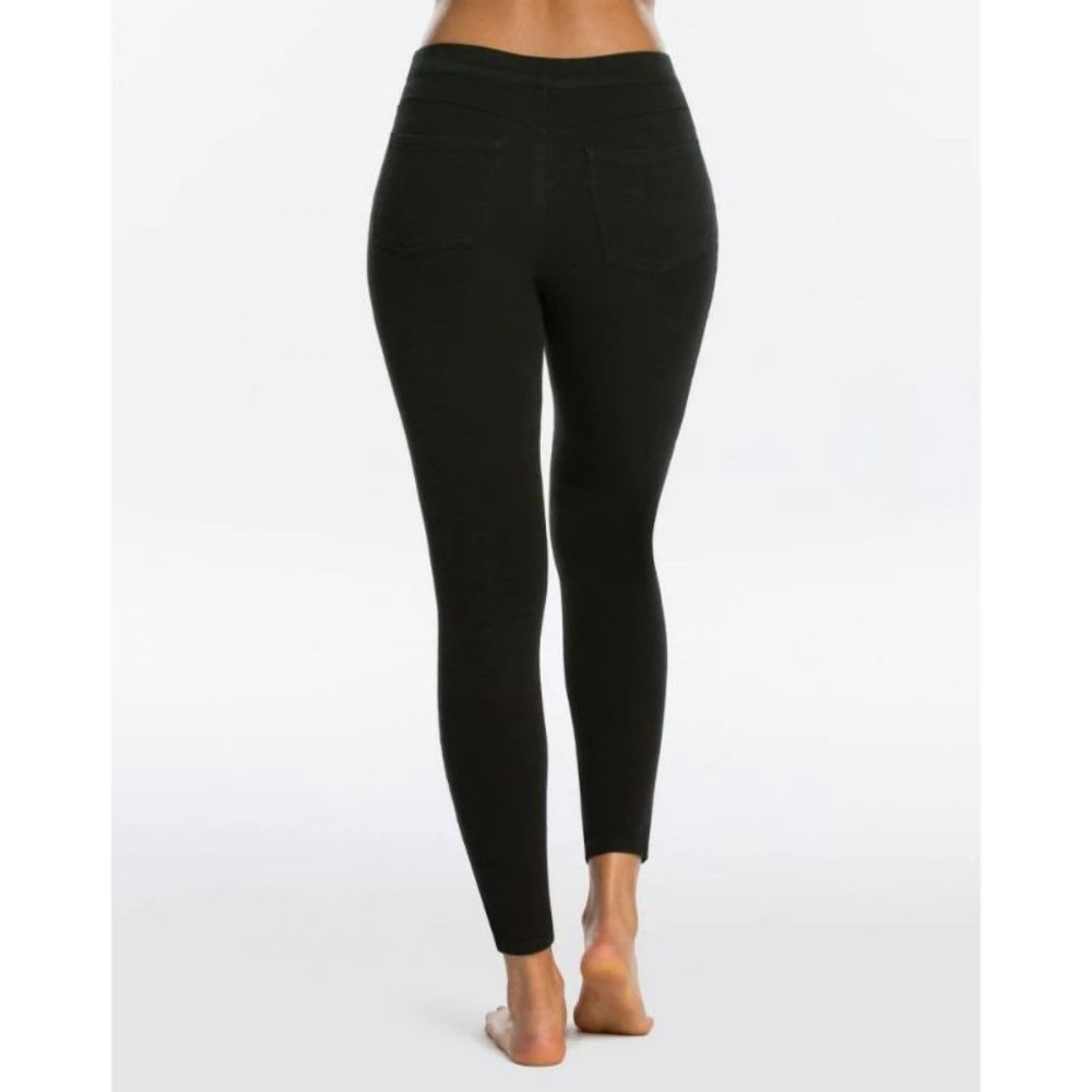 Spanx Leggings Womens M Jean-Is Ankle Slim Fit Black Stretch Faux Pockets